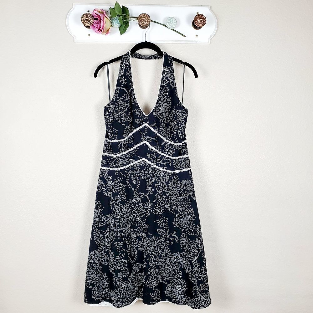AGB Dress Halter Spot On Ruffle Midi Black Dress
